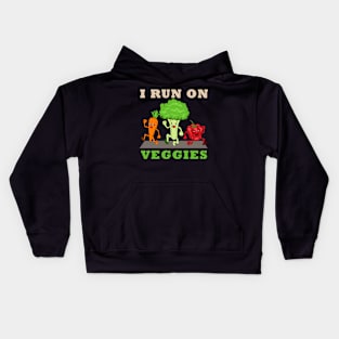 I Run On Veggies Funny Vegan Vegetarian Runner Kids Hoodie